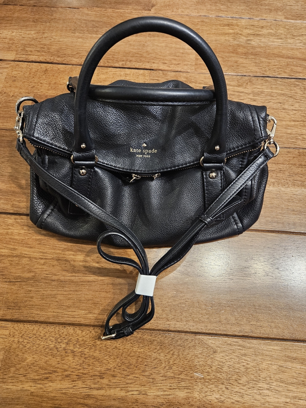 Kate Spade Black Leather Cross Body Satchel Bag W/ Dust Bag